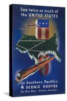 Southern Pacific's 4 Scenic Routes Travel Poster-null-Stretched Canvas