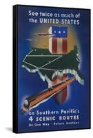 Southern Pacific's 4 Scenic Routes Travel Poster-null-Framed Stretched Canvas