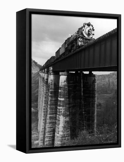 Southern Railway Train on Trestle Bridge. 210 Foot Tressel over the North Broad River, Georgia-Alfred Eisenstaedt-Framed Stretched Canvas