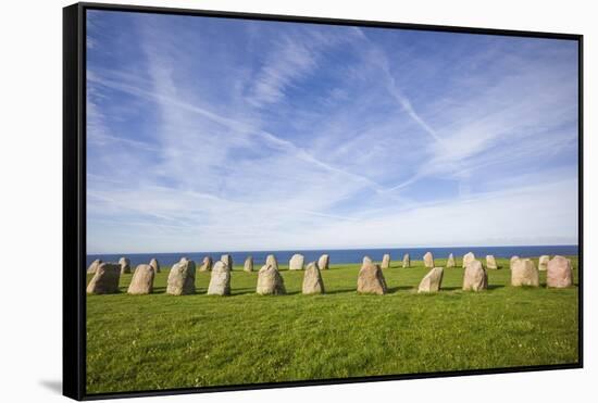 Southern Sweden, Kaseberga, Ales Stenar, Ale's Stones, early people's ritual site, 600 AD-Walter Bibikow-Framed Stretched Canvas