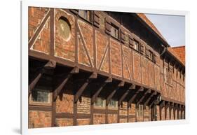 Southern Sweden, Ystad, traditional half-timbered building, Per Helsas Gard, 16th century-Walter Bibikow-Framed Photographic Print