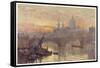 Southwark Bridege with Boats-Herbert Marshall-Framed Stretched Canvas