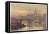 Southwark Bridege with Boats-Herbert Marshall-Framed Stretched Canvas