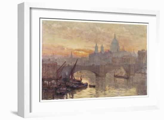 Southwark Bridege with Boats-Herbert Marshall-Framed Art Print