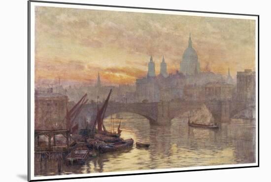 Southwark Bridege with Boats-Herbert Marshall-Mounted Art Print