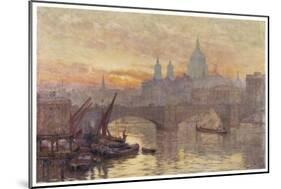 Southwark Bridege with Boats-Herbert Marshall-Mounted Art Print