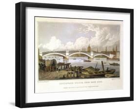 Southwark Bridge from Bank Side, London, 1817-Thomas Hosmer Shepherd-Framed Giclee Print