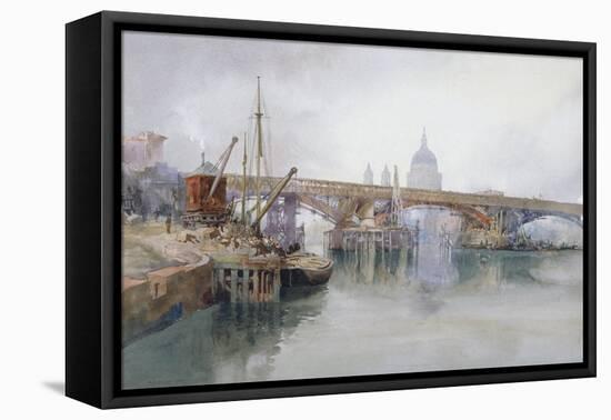 Southwark Bridge in Course of Demolition, 1915-Richard Henry Wright-Framed Stretched Canvas