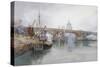 Southwark Bridge in Course of Demolition, 1915-Richard Henry Wright-Stretched Canvas