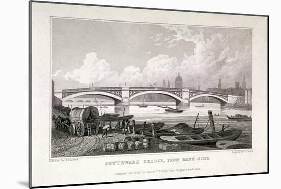Southwark Bridge, London, 1827-W Wallis-Mounted Giclee Print