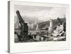 Southwark Bridge, London, 1828-Samuel Prout-Stretched Canvas