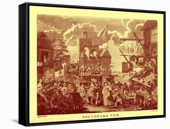 'Southwark Fair'-William Hogarth-Framed Stretched Canvas