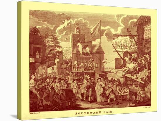 'Southwark Fair'-William Hogarth-Stretched Canvas