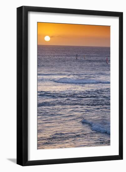 Southwest Australia, Prevelly, Surfers Point, Windsurfers, Dusk-Walter Bibikow-Framed Photographic Print