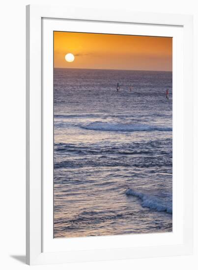 Southwest Australia, Prevelly, Surfers Point, Windsurfers, Dusk-Walter Bibikow-Framed Photographic Print