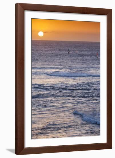 Southwest Australia, Prevelly, Surfers Point, Windsurfers, Dusk-Walter Bibikow-Framed Photographic Print