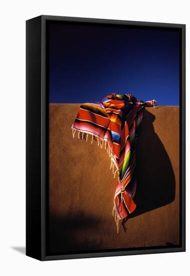 Southwest Blanket on Adobe Wall-Jim Zuckerman-Framed Stretched Canvas