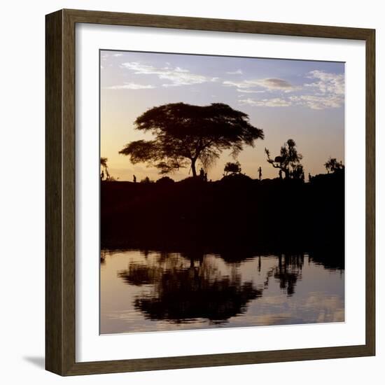 Southwest Ethiopia, Omo River, Sunset on Banks of Omo River Near a Dassanech Village, Ethiopia-Nigel Pavitt-Framed Photographic Print