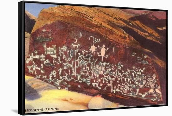 Southwest Indian Petroglyphs-null-Framed Stretched Canvas
