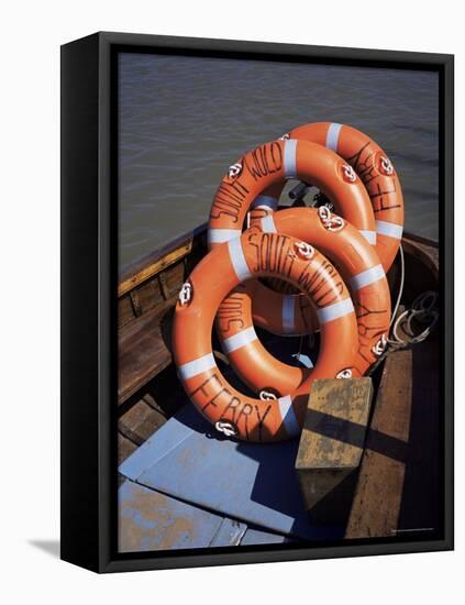 Southwold Ferry Lifebelts, Sussex Harbour, Southwold, Suffolk, England, United Kingdom-David Hunter-Framed Stretched Canvas