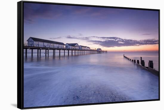 Southwold Pier at dawn, Southwold, Suffolk, England, United Kingdom, Europe-Andrew Sproule-Framed Stretched Canvas