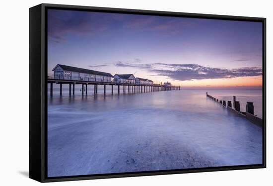 Southwold Pier at dawn, Southwold, Suffolk, England, United Kingdom, Europe-Andrew Sproule-Framed Stretched Canvas