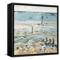 Southwold Sea View from Chris and Judy's Beach Hut-Christine McKechnie-Framed Stretched Canvas