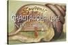 Souvenir from Chautauqua Lake, New York Shell and Sunset-Lantern Press-Stretched Canvas