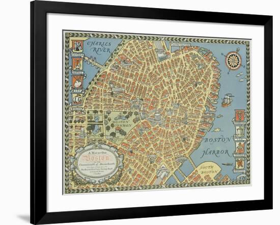 Souvenir Map of Boston-David Pollack-Framed Giclee Print