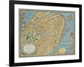 Souvenir Map of Boston-David Pollack-Framed Giclee Print