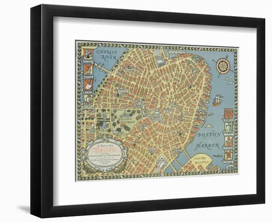 Souvenir Map of Boston-David Pollack-Framed Giclee Print