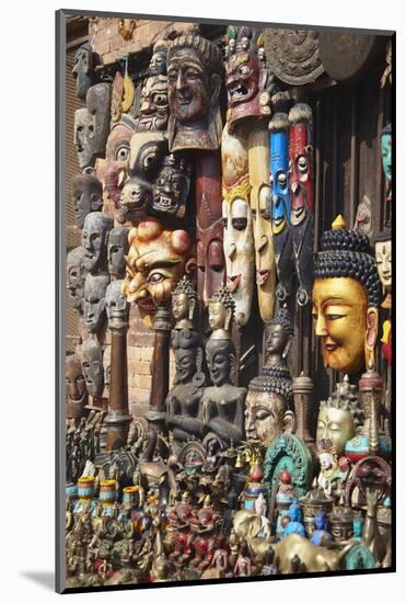 Souvenir Masks, Bhaktapur, Kathmandu Valley, Nepal, Asia-Ian Trower-Mounted Photographic Print
