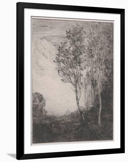 Souvenir of Italy (Souvenir D'italie), 1866 (Etching)-Jean Baptiste Camille Corot-Framed Premium Giclee Print