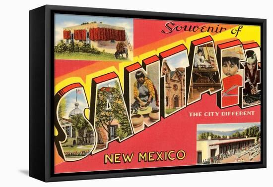 Souvenir of Santa Fe, New Mexico, the City Different-null-Framed Stretched Canvas