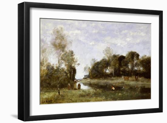 Souvenir of the Bresle at Incheville-Jean-Baptiste-Camille Corot-Framed Premium Giclee Print