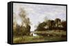 Souvenir of the Bresle at Incheville-Jean-Baptiste-Camille Corot-Framed Stretched Canvas