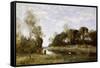 Souvenir of the Bresle at Incheville-Jean-Baptiste-Camille Corot-Framed Stretched Canvas