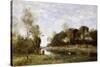 Souvenir of the Bresle at Incheville-Jean-Baptiste-Camille Corot-Stretched Canvas