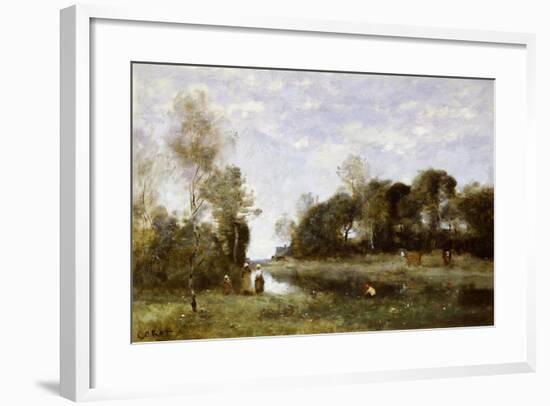 Souvenir of the Bresle at Incheville-Jean-Baptiste-Camille Corot-Framed Giclee Print