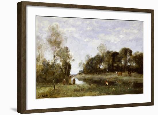 Souvenir of the Bresle at Incheville-Jean-Baptiste-Camille Corot-Framed Giclee Print