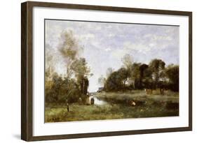 Souvenir of the Bresle at Incheville-Jean-Baptiste-Camille Corot-Framed Giclee Print