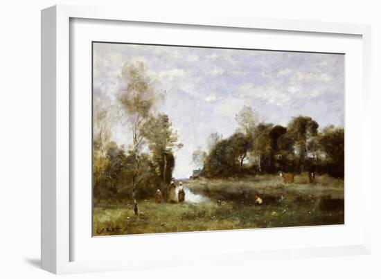 Souvenir of the Bresle at Incheville-Jean-Baptiste-Camille Corot-Framed Giclee Print