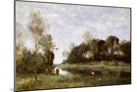 Souvenir of the Bresle at Incheville-Jean-Baptiste-Camille Corot-Mounted Giclee Print