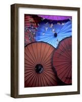 Souvenir Parasols for Sale at a Market, Rangoon, Burma-Brian McGilloway-Framed Photographic Print