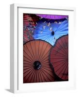 Souvenir Parasols for Sale at a Market, Rangoon, Burma-Brian McGilloway-Framed Photographic Print