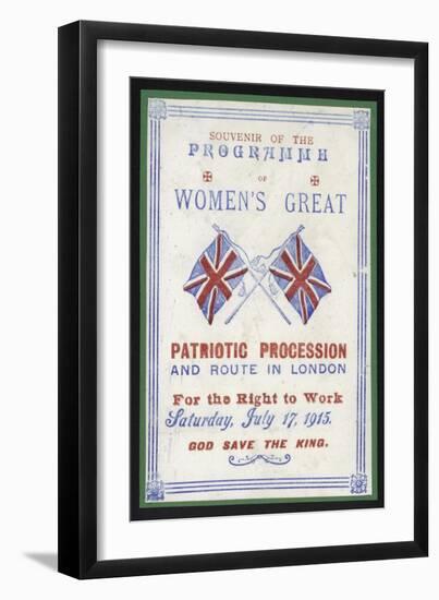 Souvenir Programme of the Women's Procession for the Right to Work, London, 17 July 1915-null-Framed Giclee Print
