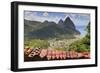 Souvenir Stall with View of the Pitons and Soufriere-Eleanor-Framed Photographic Print