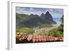 Souvenir Stall with View of the Pitons and Soufriere-Eleanor-Framed Photographic Print