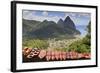 Souvenir Stall with View of the Pitons and Soufriere-Eleanor-Framed Photographic Print