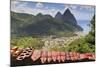 Souvenir Stall with View of the Pitons and Soufriere-Eleanor-Mounted Photographic Print